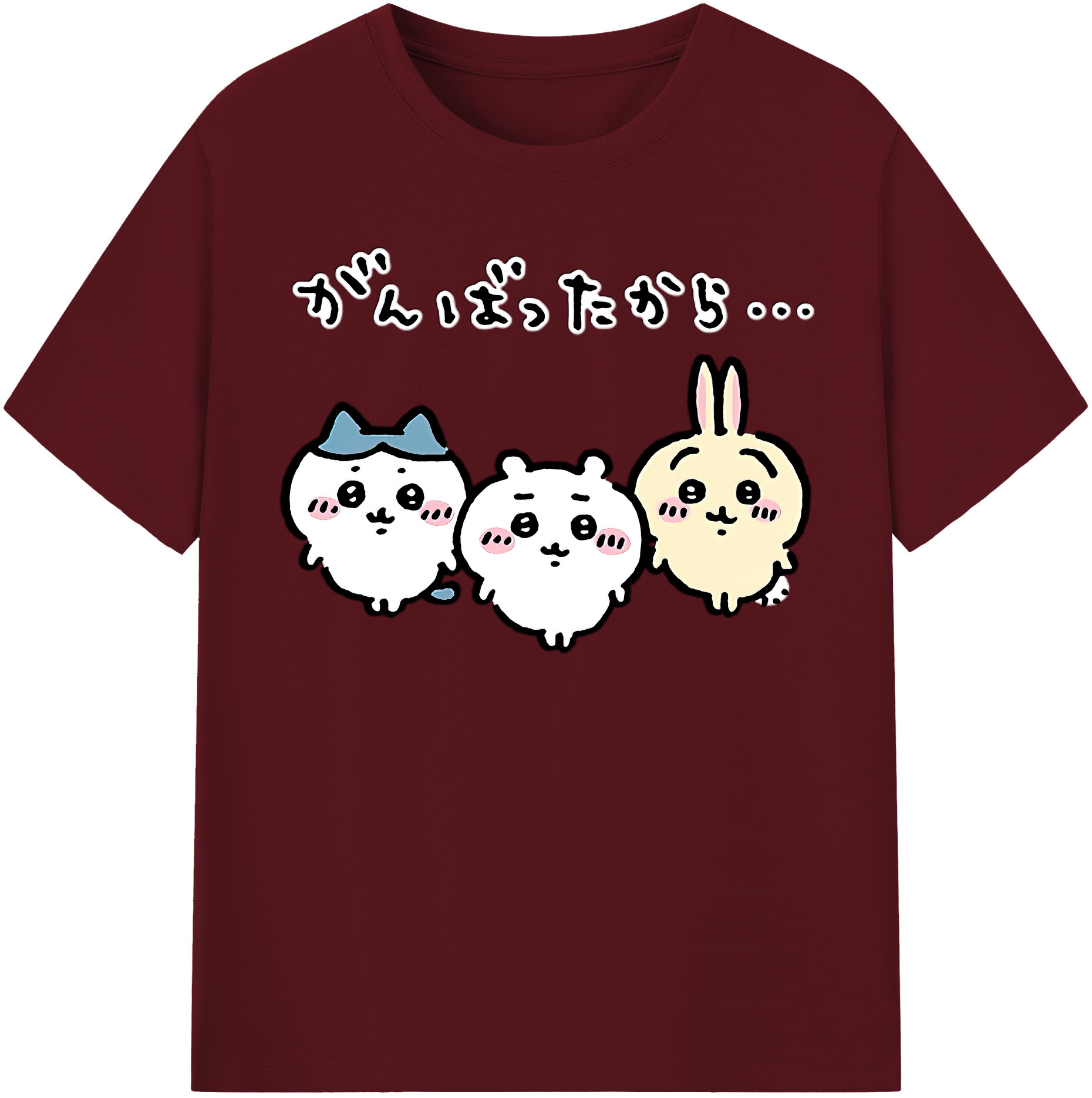 （画像用） ちいかわ ハチワレ Chii-kawa hachiware 綿100％半袖Tシャツ（フロントプリント）